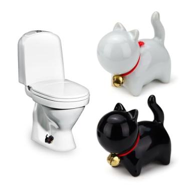 Imagem de SNOMEL 2 peças de tampas de parafuso de vaso sanitário para gatos decorativas, tampa de parafuso de vaso sanitário fofa, tampas de tampa de parafuso de vaso sanitário de cerâmica, tampas de vaso