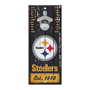 Imagem de WinCraft NFL Pittsburgh Steelers Abridor de garrafas de placa de madeira 12,7 x 27,9 cm