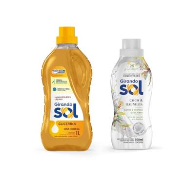 Imagem de Kit Lava Roupas 1 Litro Glicerina + Amaciante Concentrado Coco & Baunilha (1Litro ou 500 ml) - Girando Sol (Glicerina(1 Litro)+Coco 500ml(amaciante))