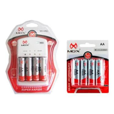 Imagem de Carregador De Pilhas Mox Mais 8 Pilhas Aa 2600 mah Recarregáveis Lante