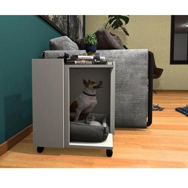 Imagem de Mesa Lateral /Cama Pet Toy na cor Branco com Rodizio - Artysul Móveis