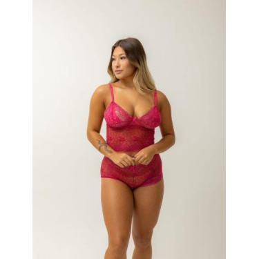 Imagem de Conjunto de Renda Lingerie Feminina Espera Marido Adulto Top Calcinha 