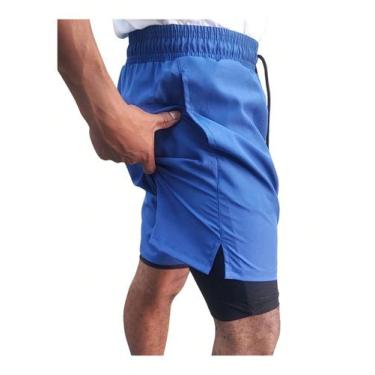 Imagem de Short Duplo Treino Corrida academia Compressão Elastano Dry - OXIDADO,