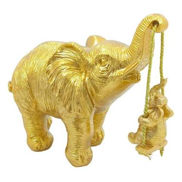 Imagem de Elefante Decorativo Em Resina Indiano Sabedoria Sorte mãe e filho - Lu
