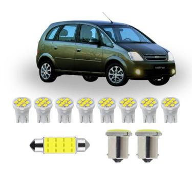 Imagem de Kit Lâmpada led Chevrolet Meriva 2002 a 2012 Farolete Ré Placa Teto T1