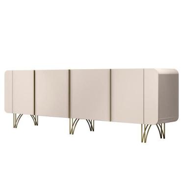 Imagem de Aparador Buffet Sala Saluti Com 4 Portas e Pés em Aço - HB Móveis, Off