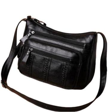 Imagem de Bolsa Couro PU Transversal Leve Espaçosa Forrada 4 Divisões - Bag, Pre