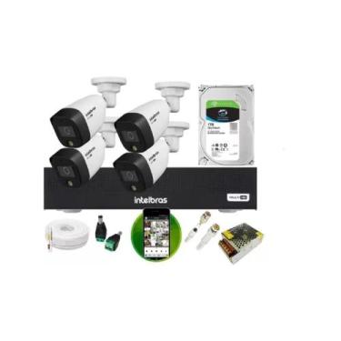 Imagem de Kit 4 Cameras Intelbras Full Color Dvr 4 Fullhd C/Hd  1tb