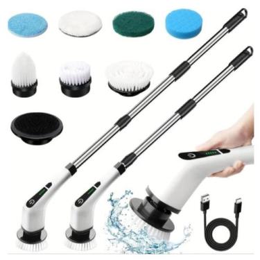 Imagem de Escova Elétrica Mop Giratorio Escovão de Limpeza Multiuso Cabo Extenso