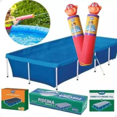 Imagem de Kit Completo Piscina 3000l Mor + Capa +forro + 2 Lança Agua, VERMELHO 