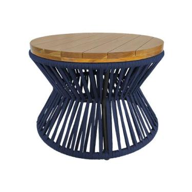 Imagem de Mesa de Centro Ampulheta Corda Náutica Azul Marinho - MADEIRA PURA
