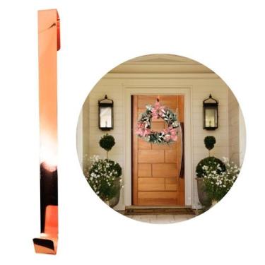 Imagem de Suporte Para Guirlanda Metal Rosê Gold Cromado 37cm Encaixe Porta - Ma
