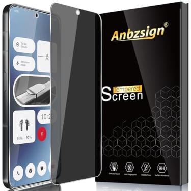 Imagem de Anbzsign [Pacote com 2 + 2] para Nothing Phone (3a) Pro 5G Privacy protetor de tela de vidro temperado e protetor de lente de câmera, anti-espião com rigidez 9H película amigável para celular (3a) Pro