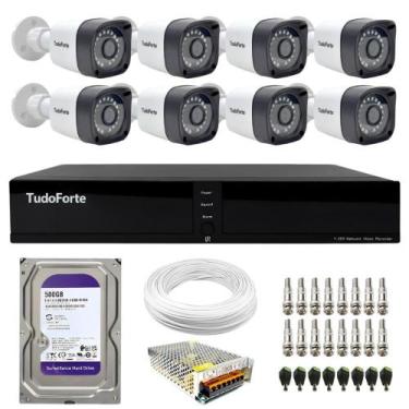 Imagem de Kit CFTV 8 Câmeras Segurança Full HD DVR 8 Canais Com HD Completo - Tu