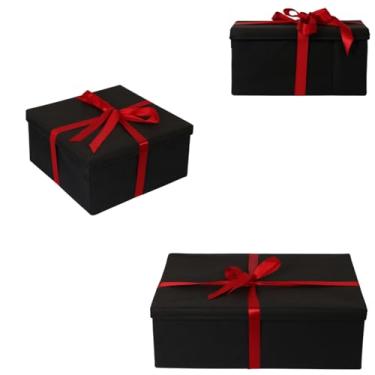 Imagem de KIT 3 Caixas Embalagem Presente com Laço Prática - Preto
