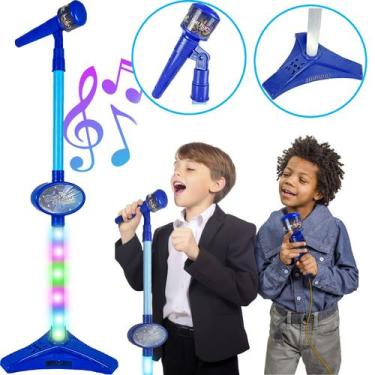 Imagem de Microfone Infantil Ajustável Azul Para Meninos Conecta Celular - Bee T