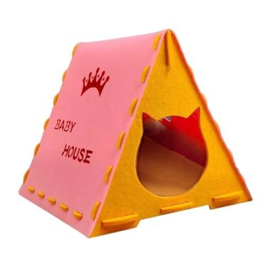 Imagem de IEUDNS Condomínio de cama de gato de gato de feltro confortável (fácil de) de gato de gato interno suprimentos de gato destacável sem derrapagem cama de, Rosa