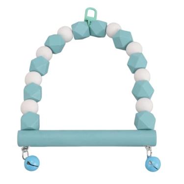 Imagem de Brinquedo de Poleiro de Balanço Pássaro Madeira, Papagaio Swing Standing Toy Ansiety Reduction para Brincar para Casa (Azul)