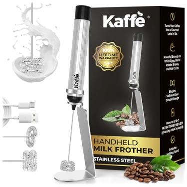 Imagem de Kaffè Espumador De Leite Recarregável Kaffe Com Suporte (12.000 Rpm) - Usb-C E Novo Motor Atualizado, Inclui Dois Tamanhos Batedor Cabo Carregamento Portátil Para Vaporizador Café Expresso