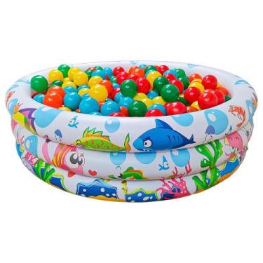 Imagem de Piscina Infantil Inflável 180 Litros Colorida + 25 Bolinhas Não Amassa