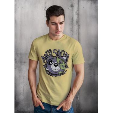 Imagem de Camiseta Masculina Manga Curta Em Algodão Anti Social - mistermah, Beg