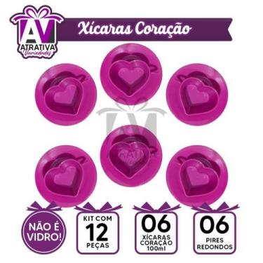 Imagem de Canto do Café 6 Xicaras de Coração com 6 Pires Redondo - sem marca, PI