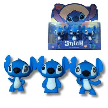 Imagem de Kit Com 3 Borrachas 3D Stitch Fofa Escolar Azul Sortidas - Dexin