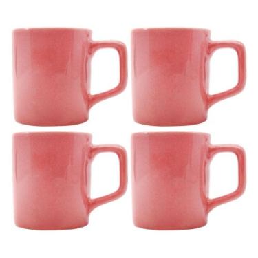Imagem de Jogo 4 Xícaras Café 80mL Cerâmica Rosa Mesa Posta - ECOS, Colors