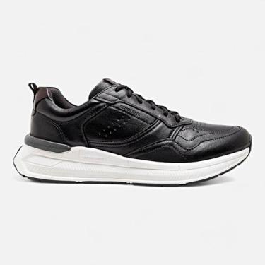 Imagem de Tenis Democrata Denim Brad Ultra Light Masculino Couro, Preto, 39