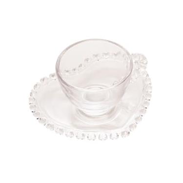Imagem de Xícara de Café com Pires Lyor Coração 80ml Cristal Design Romântico
