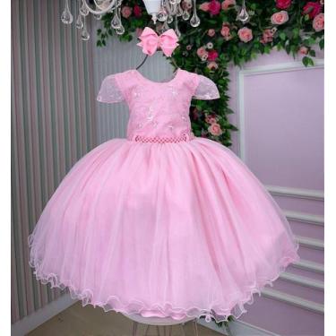 Imagem de Vestido Infanti Rosa Bebe Renda Cinto Perolas - Fabuloso Ateliê, 4, Ro