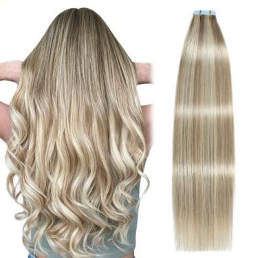 Imagem de Fita adesiva em extensões de cabelo SUYYA Ash Blonde 20" 50g/pacote x2