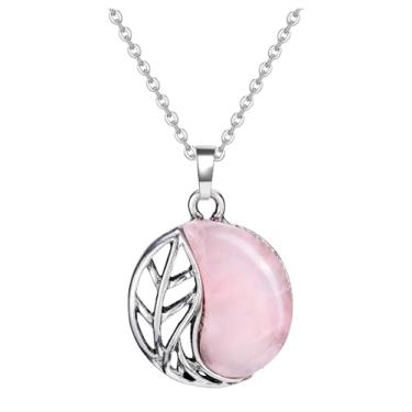 Imagem de Top Plaza Colar de pedra de cristal de ametista curativa, folha oca, ajustável, cordão preto e pingente, presentes de Natal, Small, Pedra, não conhecido