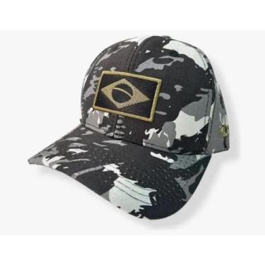 Imagem de Boné Trucker Adulto Camuflado Tático Aba Curva Ajustável Algodão, Cinz