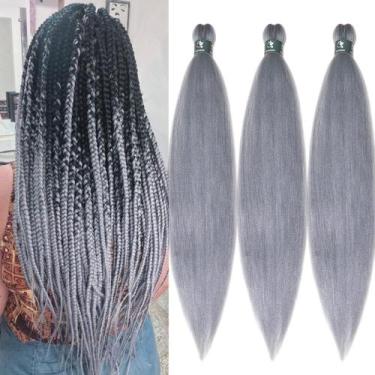 Imagem de Braiding Hair Up-Ryo Grey, pré-esticado, sintético de 26 polegadas x3 