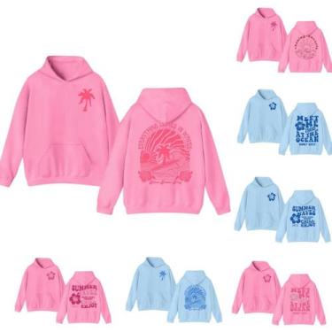 Imagem de Moletom com capuz estampado e preppy rosa Palm Puff para crianças - Ma