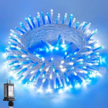 Imagem de Luzes de corda JMEXSUSS 200 LED azul branco 20m ao ar livre