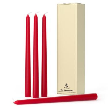 Imagem de Conjunto de 4 velas vermelhas cônicas Pickood de 10 polegadas sem perf