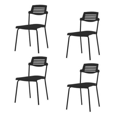 Imagem de Kit 4 Cadeiras Base Tubular Fixa Clean - Prima Design