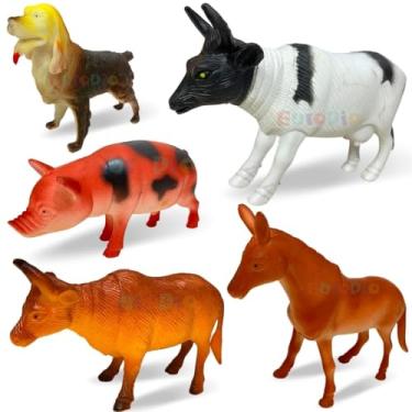Imagem de ESTLINY Kit de Animais da Fazenda Brinquedos de Borracha em Miniatura 6 unidades