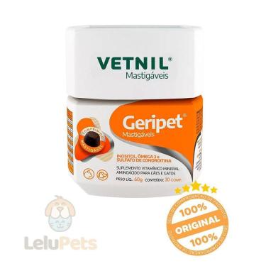 Imagem de Suplemento Mastigável Para Cachorro Gato Idoso Geripet 30 Cp