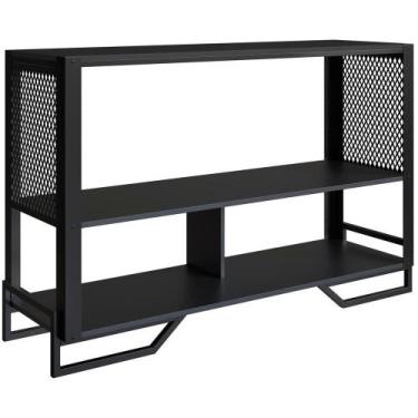 Imagem de Aparador 80 Cm Estilo Industrial 2 Prateleiras Telado 1021 Preto Pp Pr