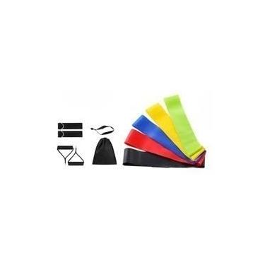 Imagem de Elastico Para Exercicio Kit com Elastico Extensor e 5 Mini Bands Fortes para Treino Funcional, Resistencia em Casa e Academia