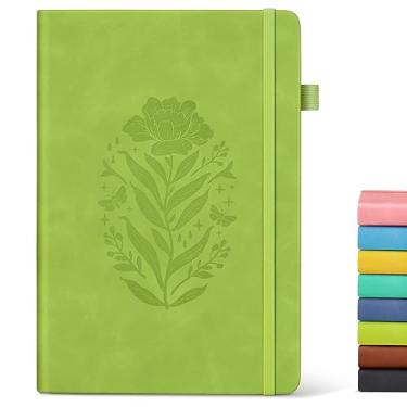 Imagem de Caderno pautado para mulheres, diário de couro A5 capa dura para escrever, diário de viagem com 200 páginas grossas, caderno pautado para faculdade para escola de trabalho, anotações, negócios 14 cm x 21 cm, ciano