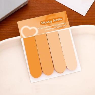 Imagem de 8 peças/2 conjuntos de blocos de notas adesivas para anotação de cores, notas de tabulação, páginas graváveis, marcadores, fichários, cadernos, arquivos de classificação (160 folhas, laranja)