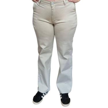 Imagem de Calça Feminina Sarja Semi Social Reta Shyros Bege