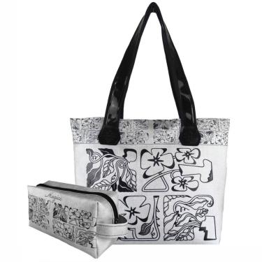 Imagem de Bolsa Feminina Casual Com Relevo 3D Necessaire Cinza Magicc BN-238