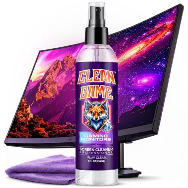Imagem de Limpador de monitor de jogos Clean Spray e pano de microfibra 227 g, limpador de tela de computador sem riscos Spray e pano para jogos de TV, computador, telefone, iPad, kit de limpeza de laptop
