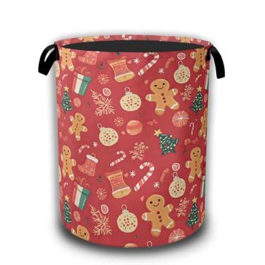 Imagem de Cesta de roupa suja Feliz Natal, cesto de roupa suja, impermeável, bolsa dobrável, balde de armazenamento de roupas, organizador de brinquedos decorativos para banheiro, quarto, 40,6 x 52,8 cm