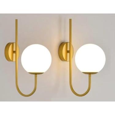 Imagem de Kit 2 Arandelas de Parede Jabuticaba Globo 15 Dourado Fosco Acompanha Lâmpada G9 3000K Branco Quente